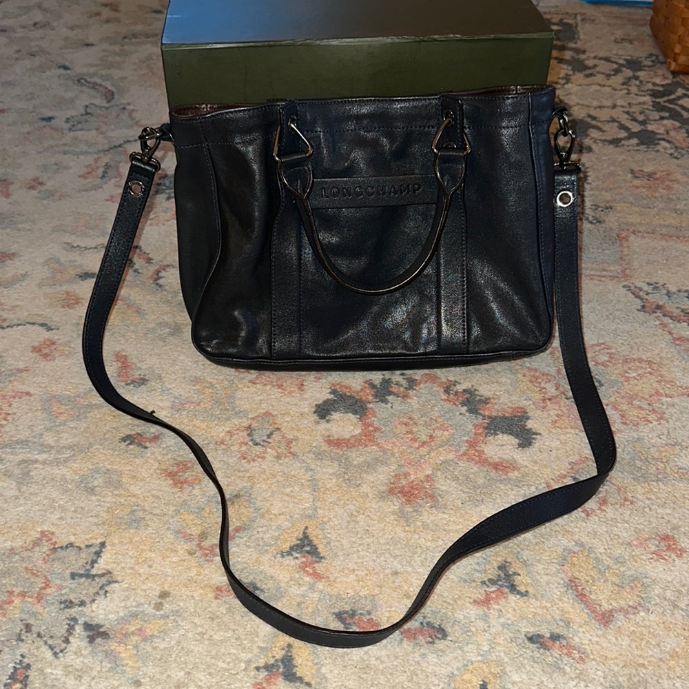 Longchamp Mavy blue Leather Crossbody Bag